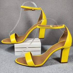 Antonio Melani Shoes Womens Size‎ 9.5M Yellow Ankle Strap Block Heel Sandals